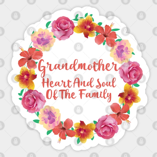 Grandmother Heart And Soul Of The Family Sticker by Rosemarie Guieb Designs